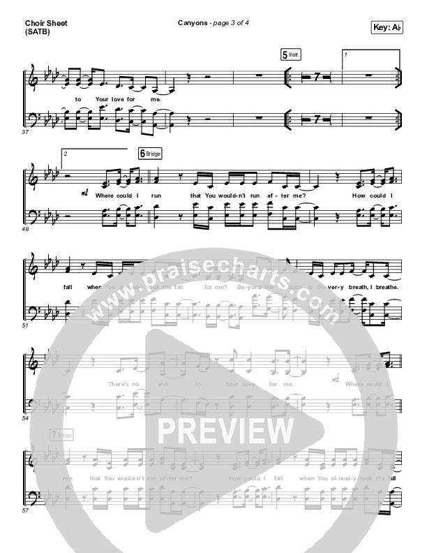 Canyons Choir Sheet (SATB) (Cory Asbury)