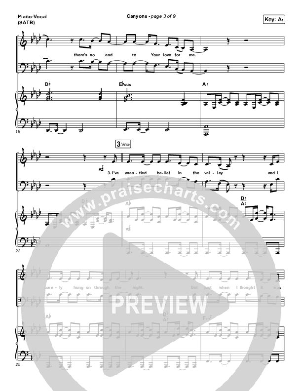 Canyons Piano/Vocal (SATB) (Cory Asbury)