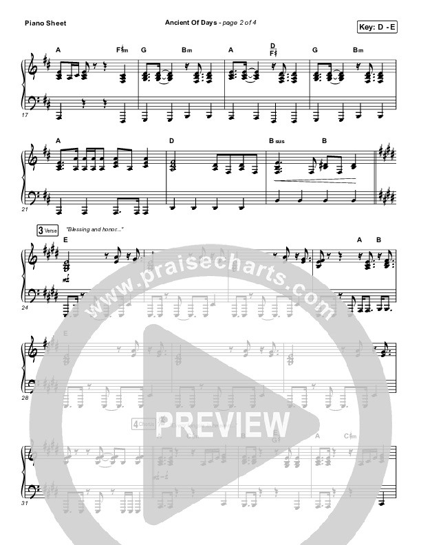 Ancient Of Days Piano Sheet (Shane & Shane)