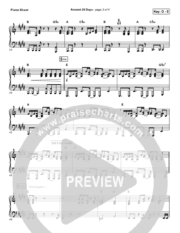 Ancient Of Days Piano Sheet (Shane & Shane)