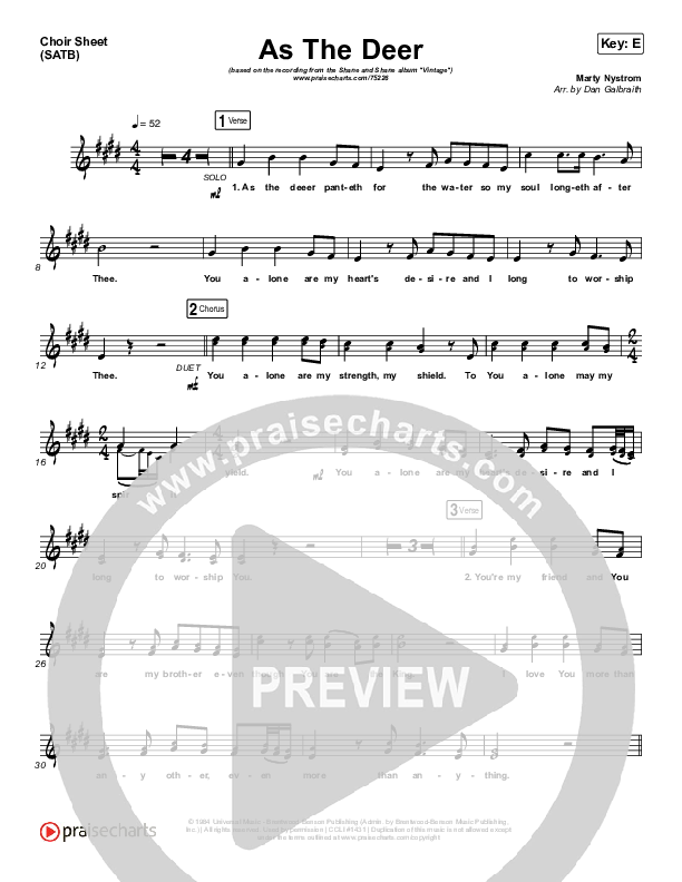 As The Deer Choir Vocals (SATB) (Shane & Shane)