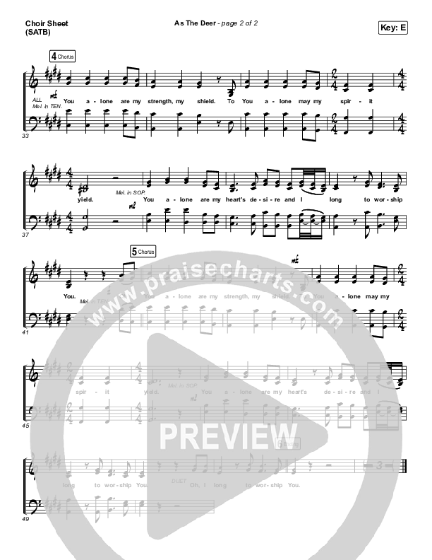 As The Deer Choir Vocals (SATB) (Shane & Shane)
