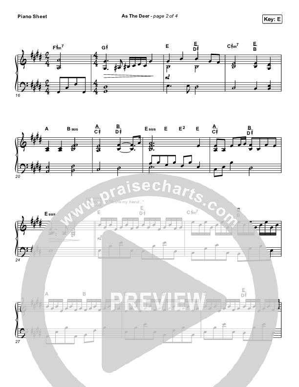 As The Deer Piano Sheet (Shane & Shane)