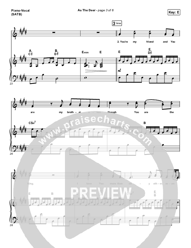 As The Deer Piano/Vocal (SATB) (Shane & Shane)