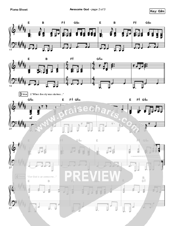 Awesome God Piano Sheet (Shane & Shane)