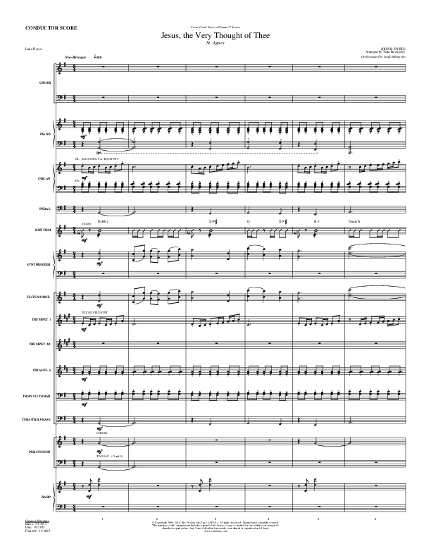 Jesus The Very Thought Of Thee Conductor's Score (Todd Billingsley)