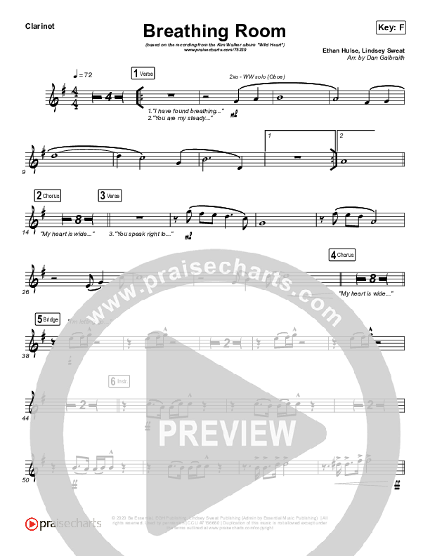 Breathing Room (Live) Clarinet (Kim Walker-Smith)