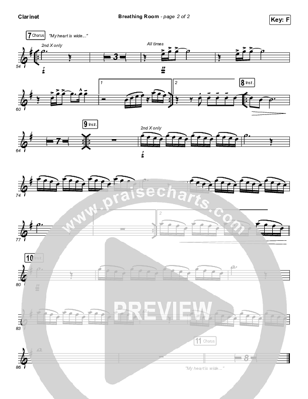 Breathing Room (Live) Clarinet (Kim Walker-Smith)