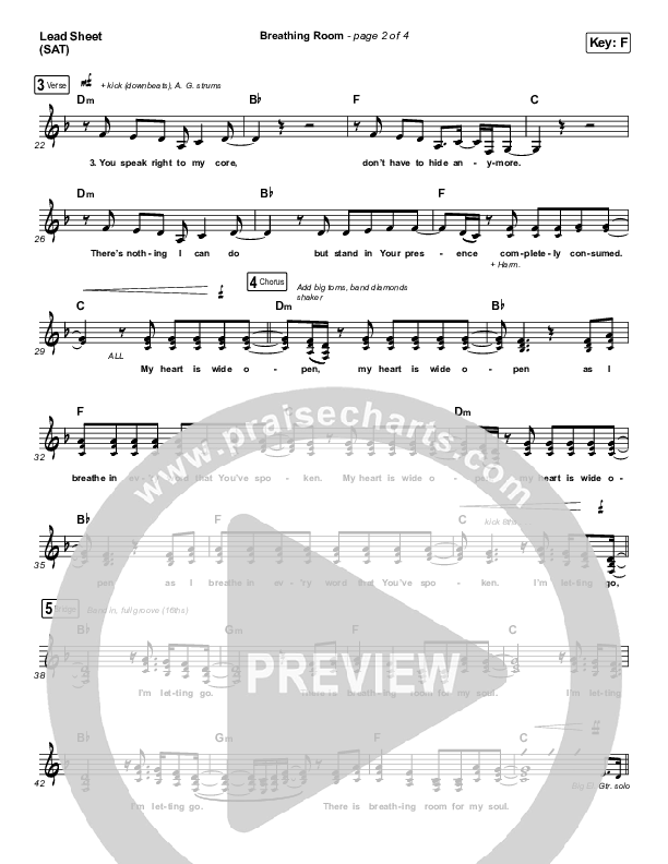 Breathing Room (Live) Lead Sheet (SAT) (Kim Walker-Smith)