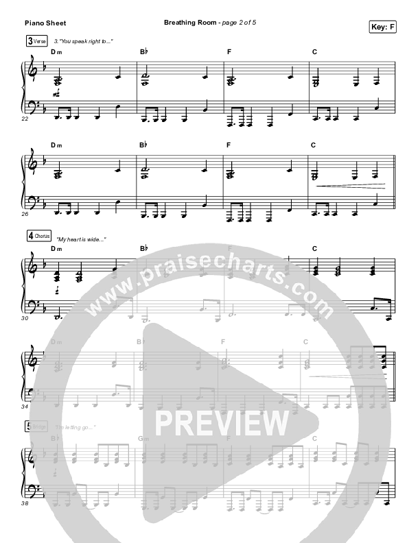 Breathing Room (Live) Piano Sheet (Kim Walker-Smith)