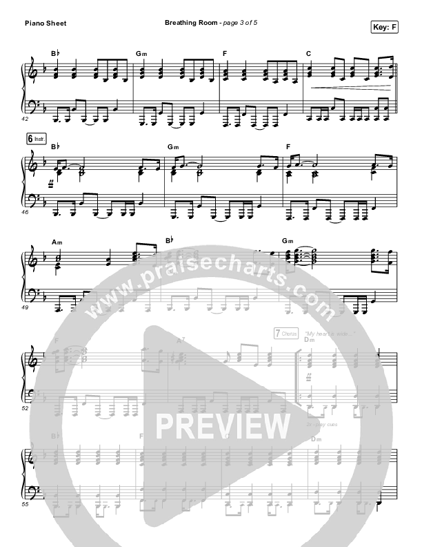 Breathing Room (Live) Piano Sheet (Kim Walker-Smith)