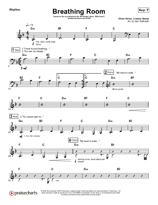 Breathing Room (Live) Rhythm Chart (Kim Walker-Smith)