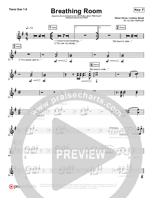 Breathing Room (Live) Tenor Sax 1/2 (Kim Walker-Smith)