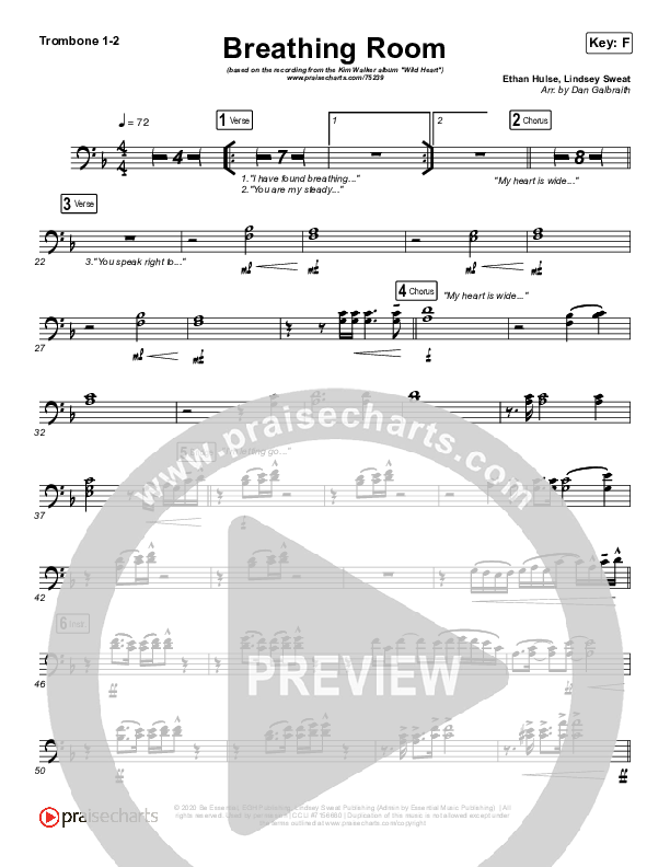 Breathing Room (Live) Trombone Sheet Music PDF (Kim WalkerSmith