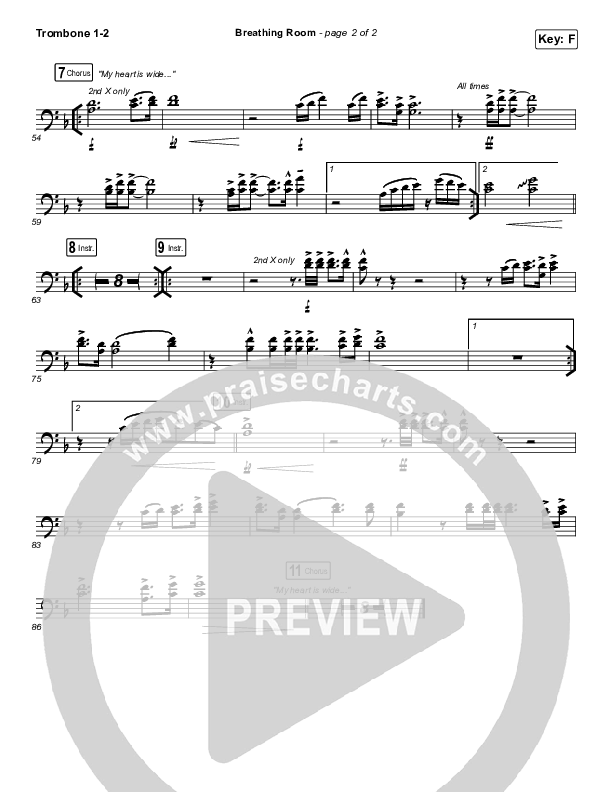 Breathing Room (Live) Trombone Sheet Music PDF (Kim WalkerSmith