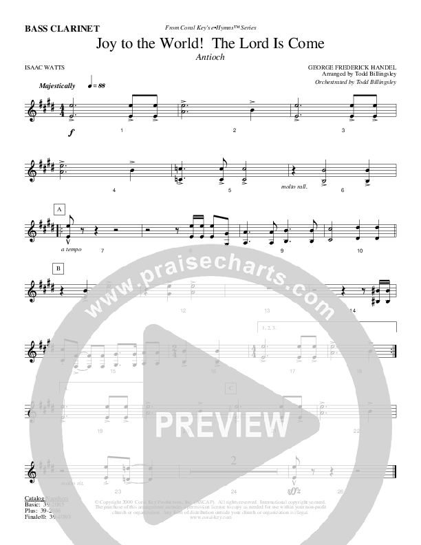 Joy To The World The Lord Is Come Bass Clarinet (Todd Billingsley)
