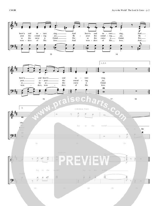 Joy To The World The Lord Is Come Choir Sheet (Todd Billingsley)