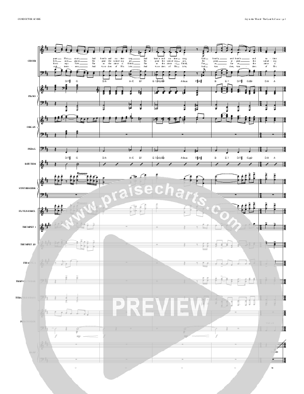 Joy To The World The Lord Is Come Conductor's Score (Todd Billingsley)