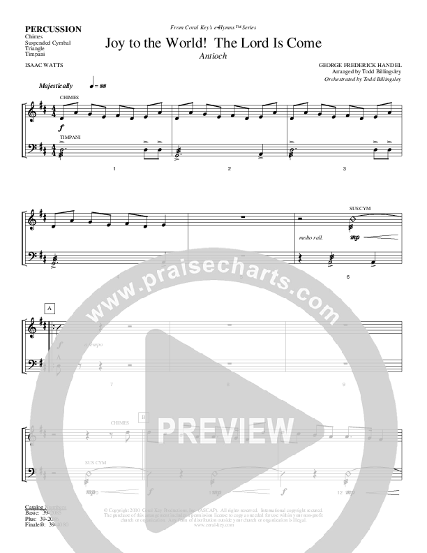 Joy To The World The Lord Is Come Percussion (Todd Billingsley)