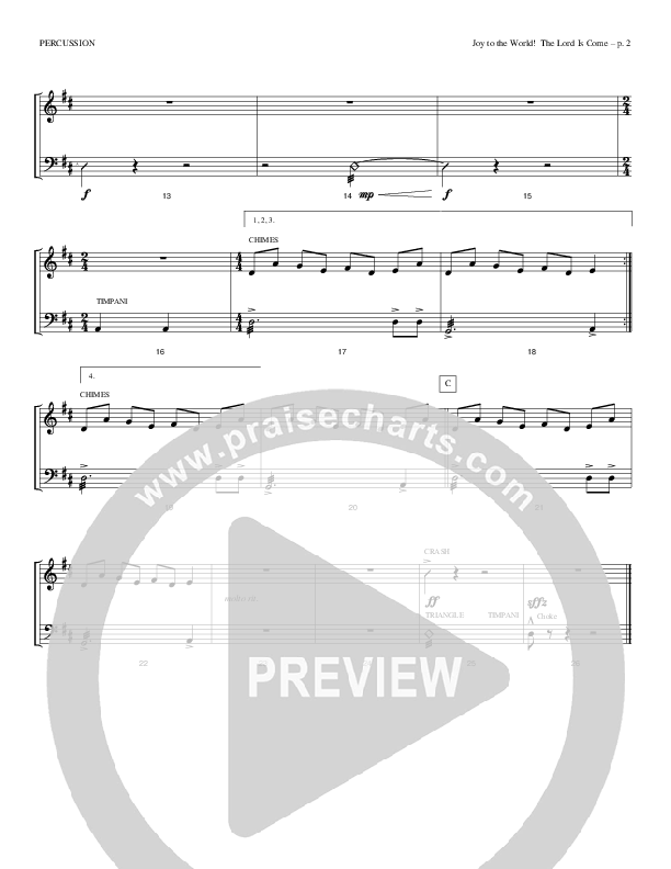 Joy To The World The Lord Is Come Percussion (Todd Billingsley)