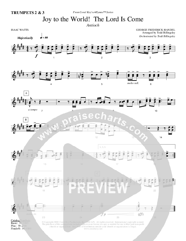 Joy To The World The Lord Is Come Trumpet 2/3 (Todd Billingsley)