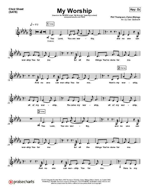 My Worship (Live) Choir Sheet (SATB) (REVERE / Leeland)