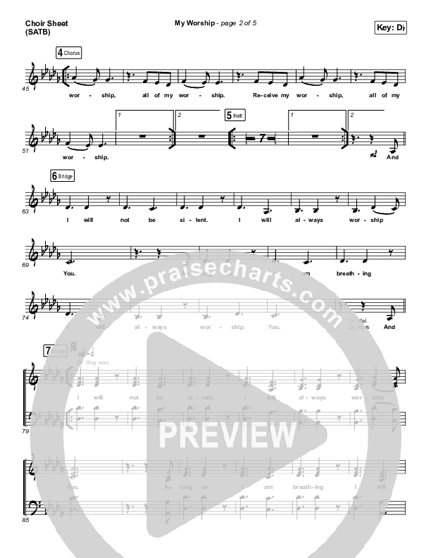 My Worship (Live) Choir Sheet (SATB) (REVERE / Leeland)