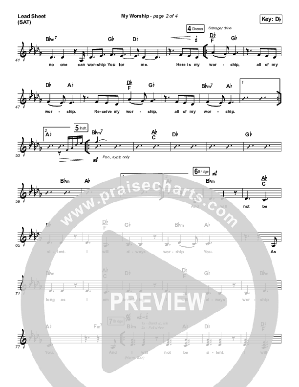 My Worship (Live) Lead Sheet (SAT) (REVERE / Leeland)