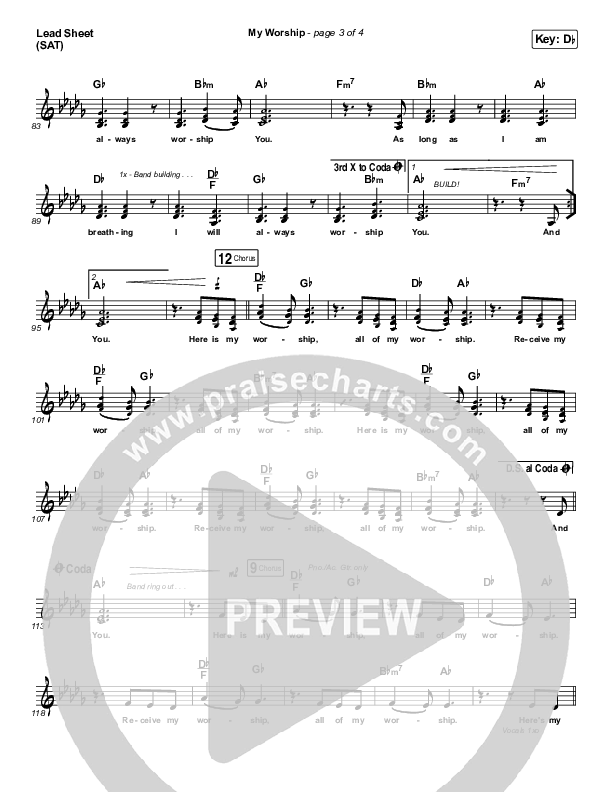 My Worship (Live) Lead Sheet (SAT) (REVERE / Leeland)