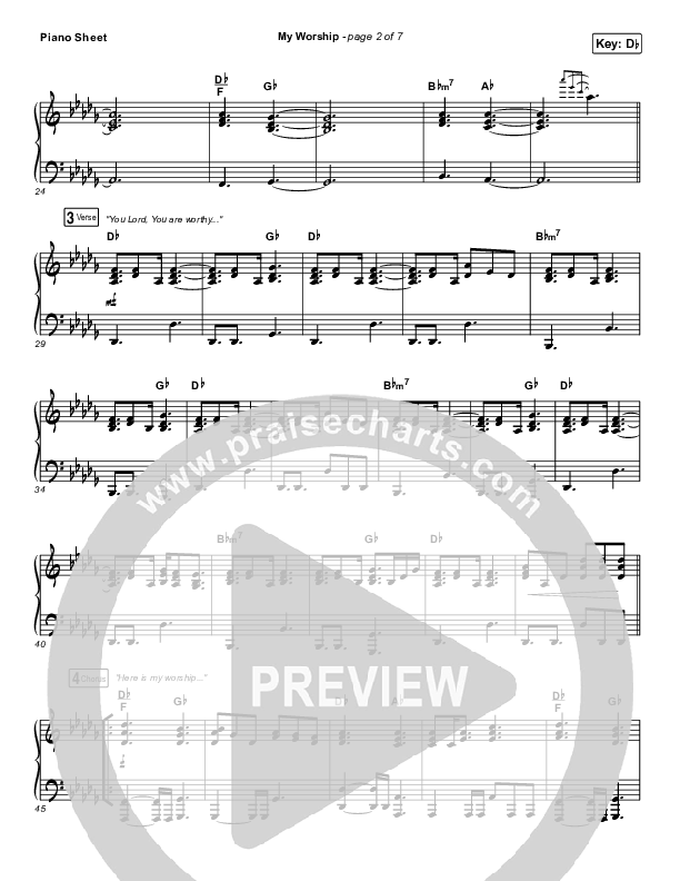 My Worship (Live) Piano Sheet (REVERE / Leeland)