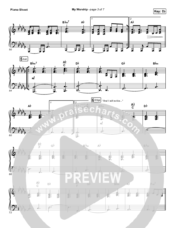 My Worship (Live) Piano Sheet (REVERE / Leeland)