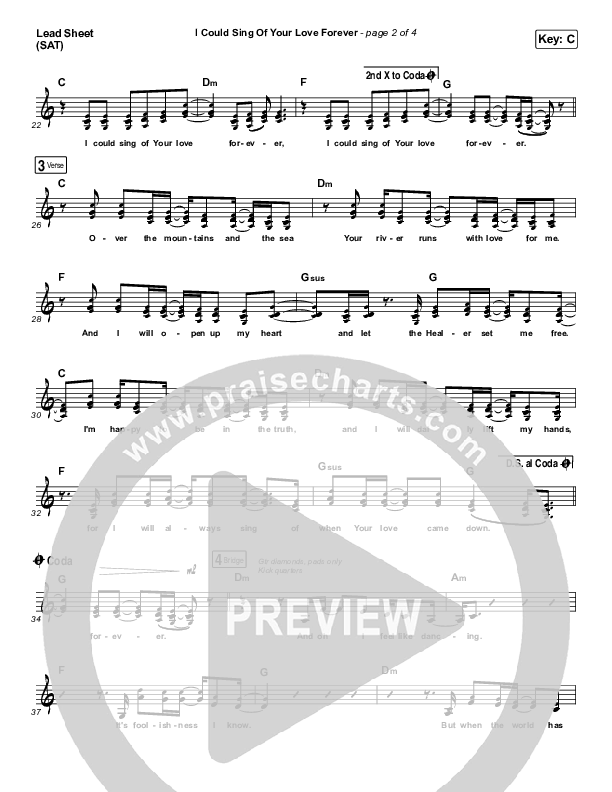 I Could Sing Of Your Love Forever Lead Sheet (SAT) (Shane & Shane)