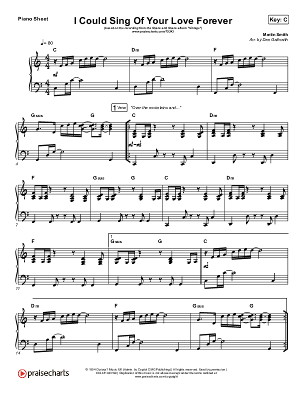 I Could Sing Of Your Love Forever Piano Sheet (Shane & Shane)