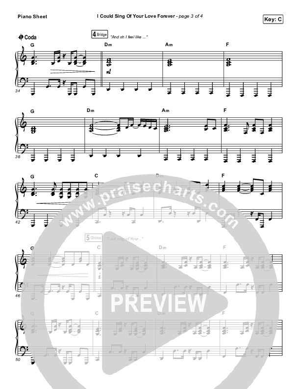 I Could Sing Of Your Love Forever Piano Sheet (Shane & Shane)