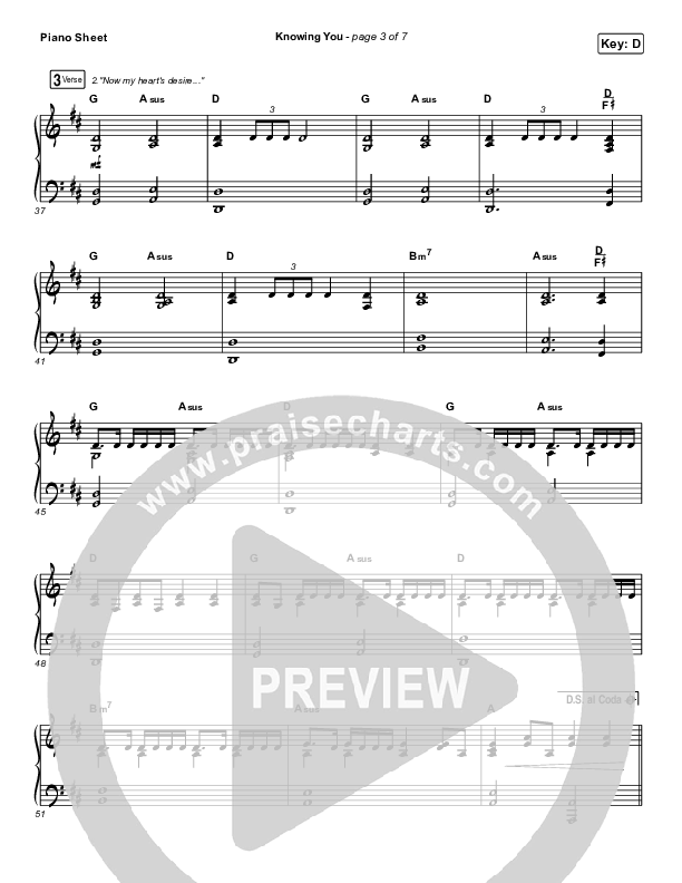 Knowing You Piano Sheet (Shane & Shane)