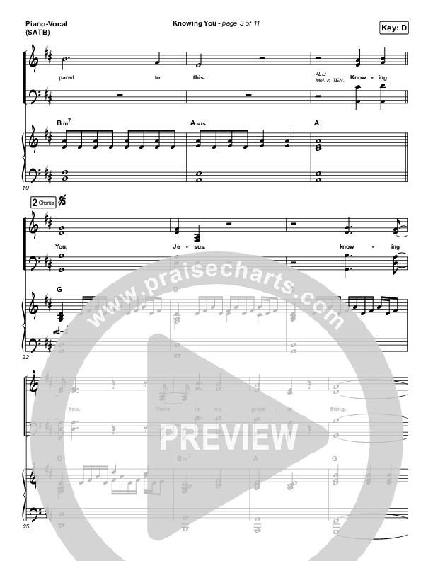 Knowing You Piano/Vocal (SATB) (Shane & Shane)