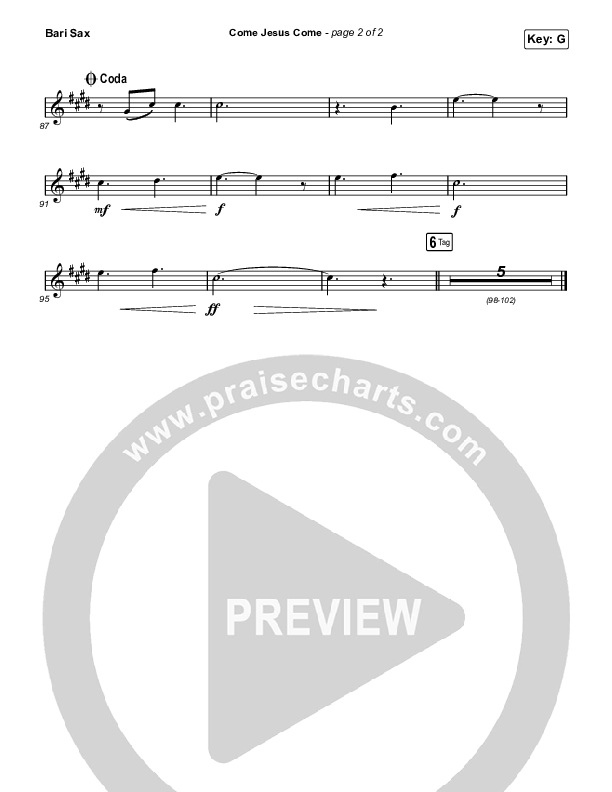 Come Jesus Come Bari Sax (Stephen McWhirter)