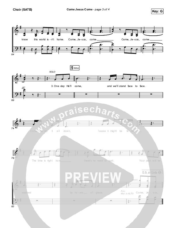 Come Jesus Come Choir Sheet (SATB) (Stephen McWhirter)