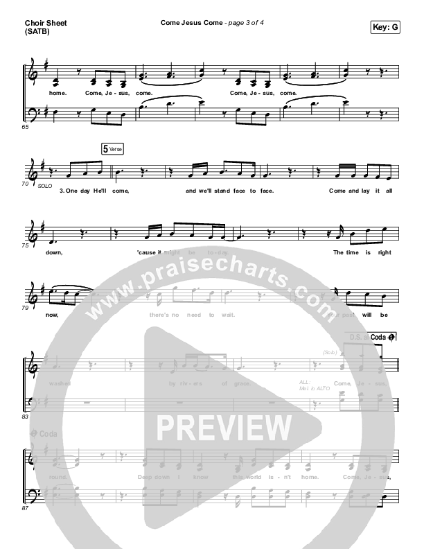 Come Jesus Come Choir Vocals (SATB) (Stephen McWhirter)