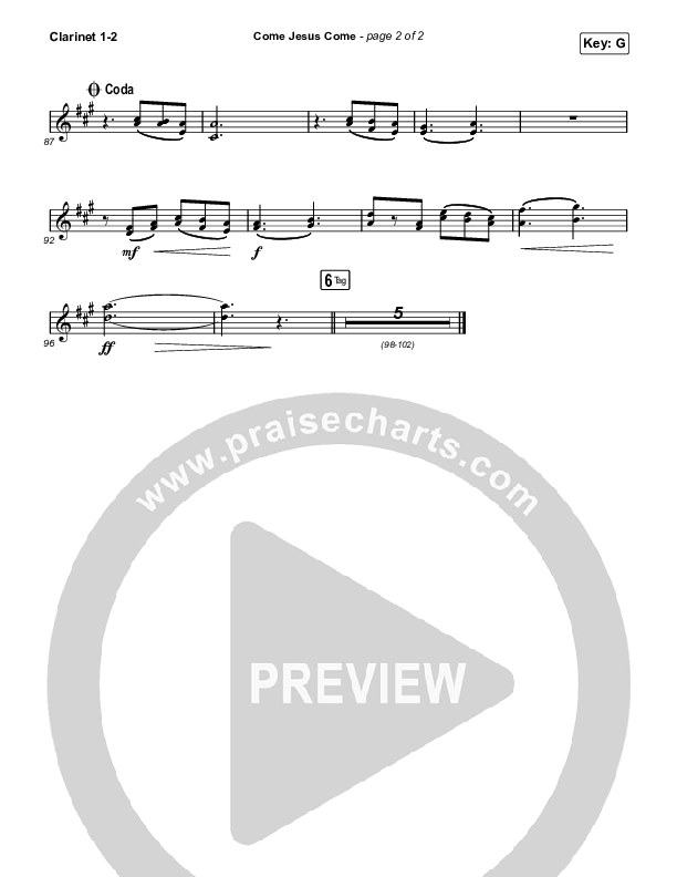 Come Jesus Come Clarinet 1,2 (Stephen McWhirter)