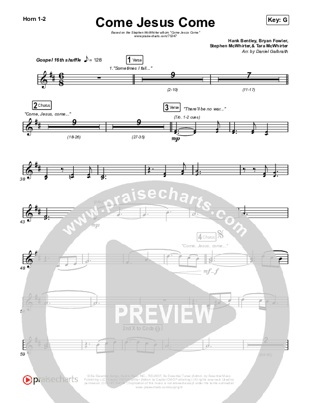 Come Jesus Come French Horn 1,2 (Stephen McWhirter)