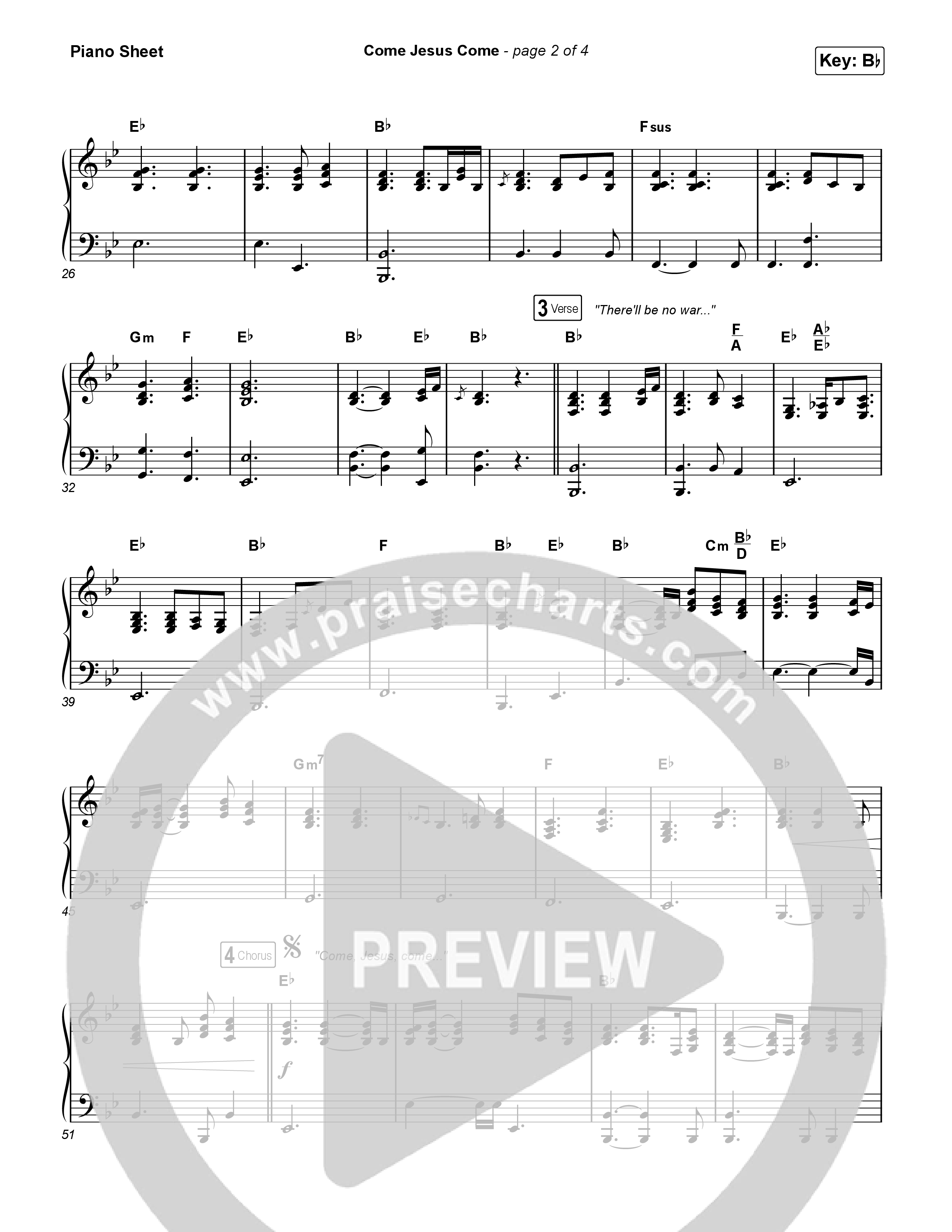 Come Jesus Come Piano Sheet (Stephen McWhirter)