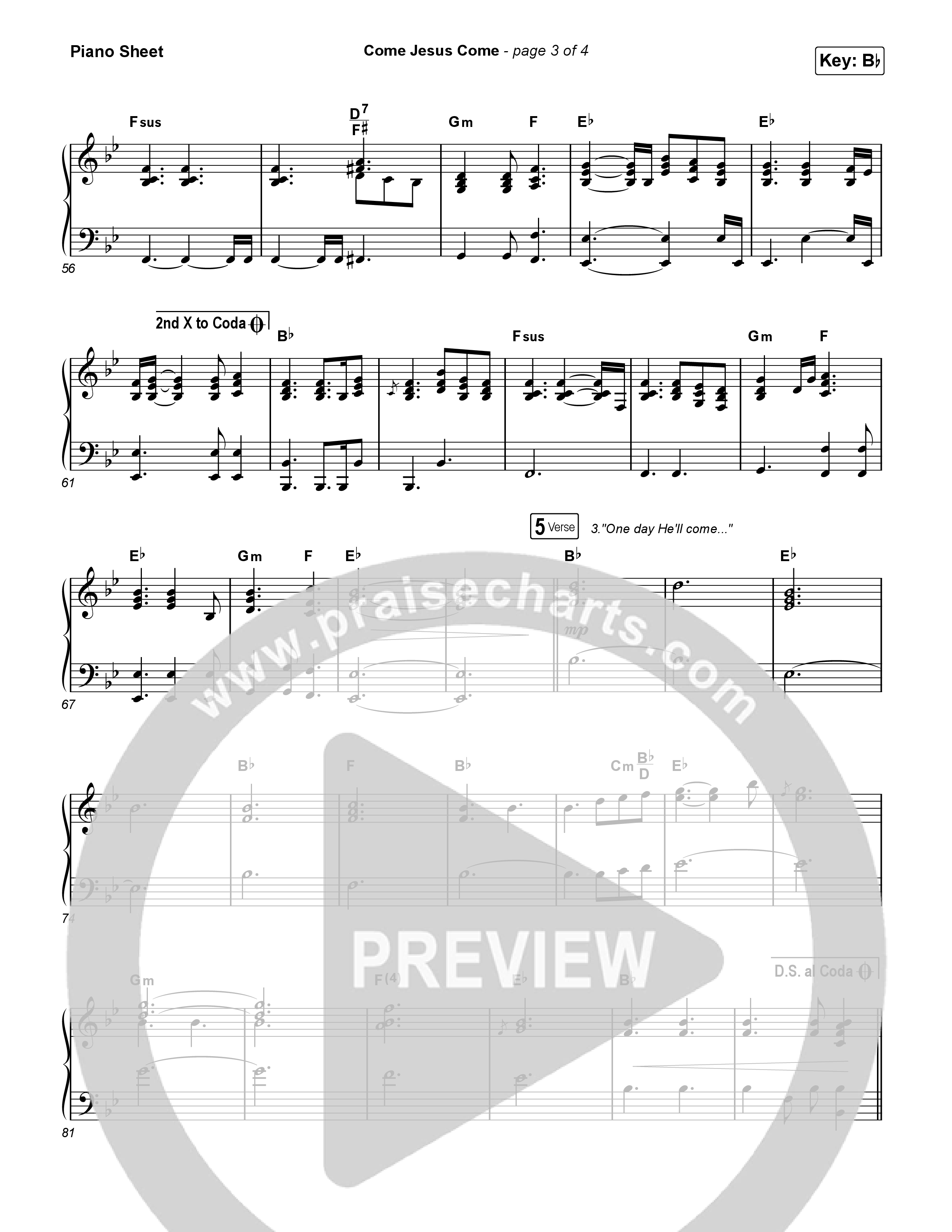 Come Jesus Come Piano Sheet (Stephen McWhirter)