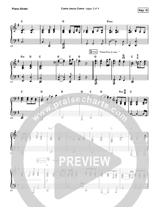 Come Jesus Come Piano Sheet (Stephen McWhirter)