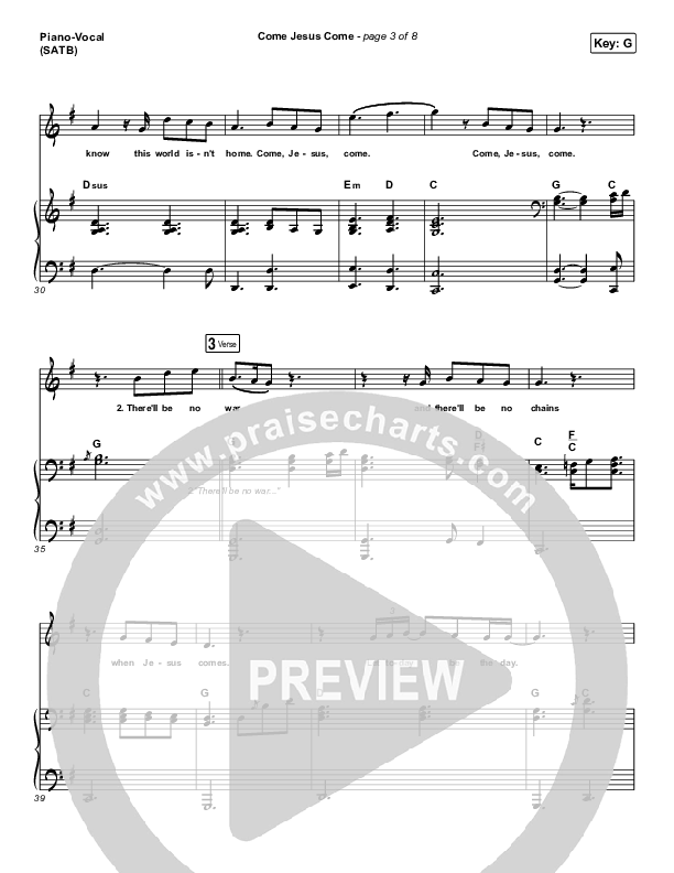 Come Jesus Come Piano/Vocal (SATB) (Stephen McWhirter)