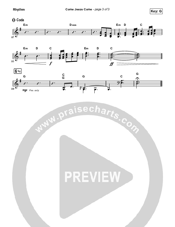 Come Jesus Come Rhythm Chart (Stephen McWhirter)