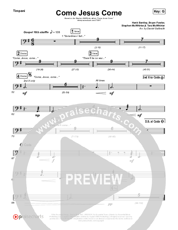 Come Jesus Come Timpani (Stephen McWhirter)