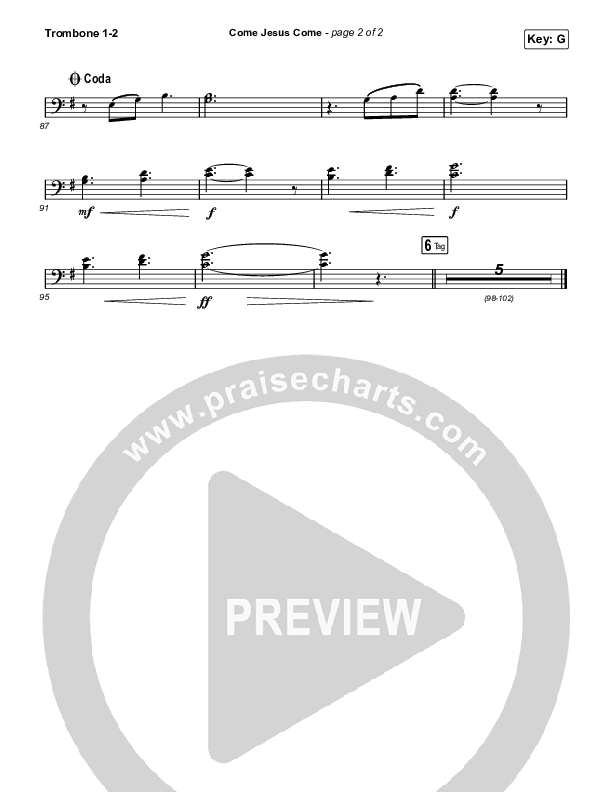 Come Jesus Come Trombone 1/2 (Stephen McWhirter)