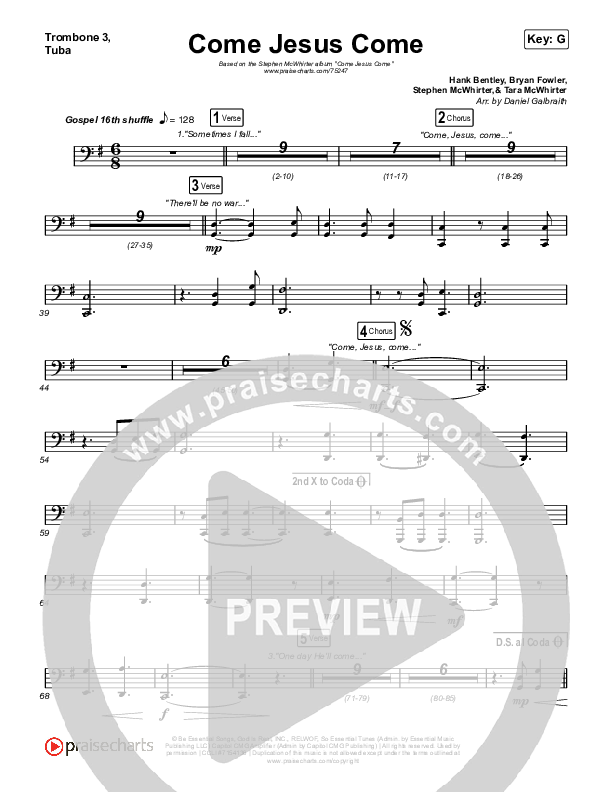 Come Jesus Come Trombone 3/Tuba (Stephen McWhirter)