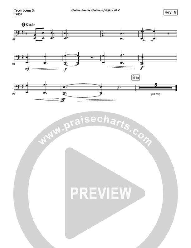 Come Jesus Come Trombone 3/Tuba (Stephen McWhirter)